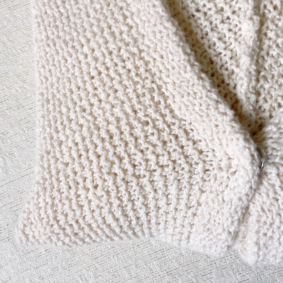 Free People Sharkbite Hem Cardigan Woman XS Ivory Cream Color Pockets Snap Front - Picture 11 of 13